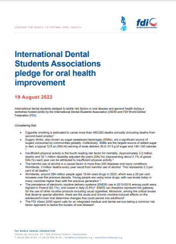 IADS pledge oral health improvement